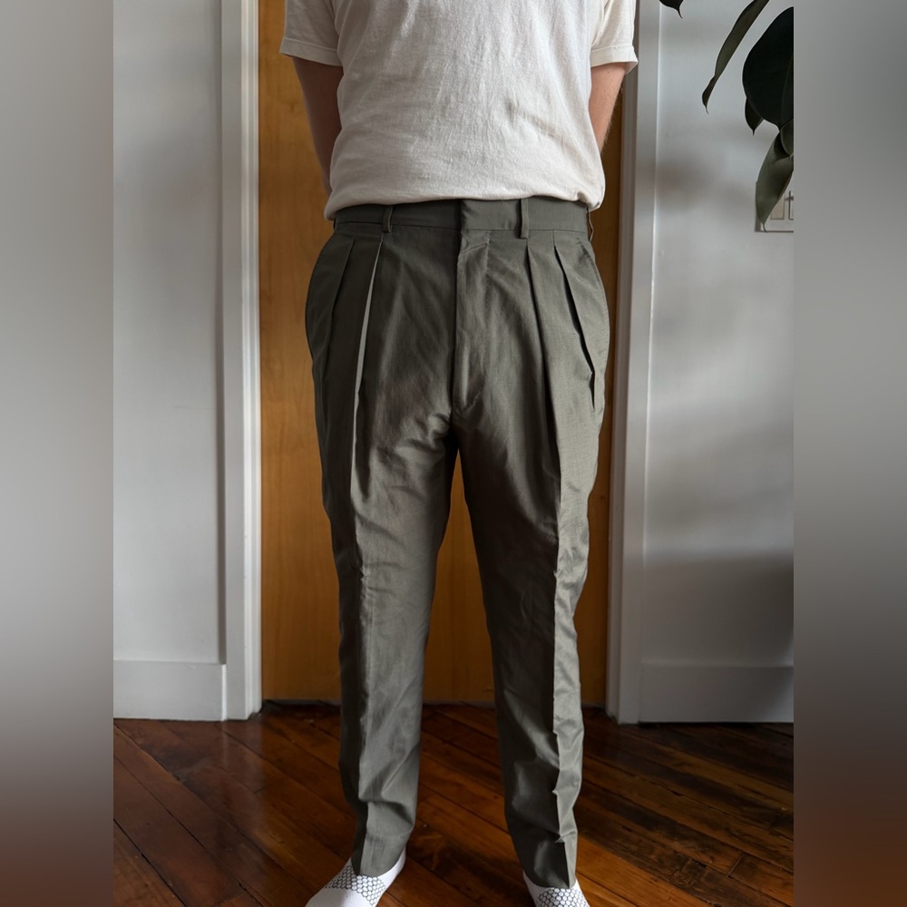 Tom Ford double pleated straight leg trouser in slate grey